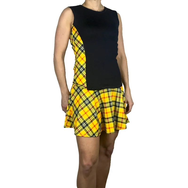 Yellow Plaid Women's Athletic Outfit- Athletic Oufit, Running Outfit, Golf Apparel, Tennis Outfit Skirt w/ built in compression shorts cashmere skirt fine