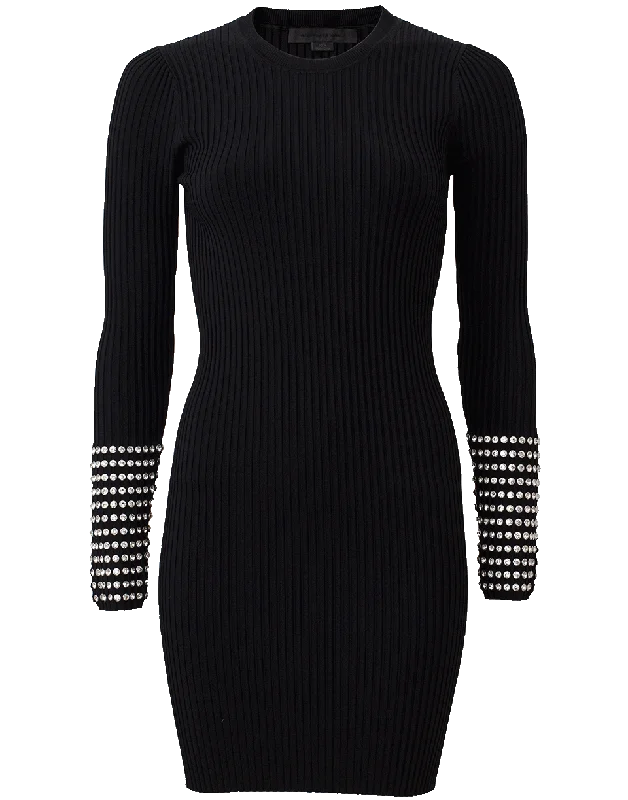 Ribbed Dress With Crystal Cuffs Tunics Evening elegant