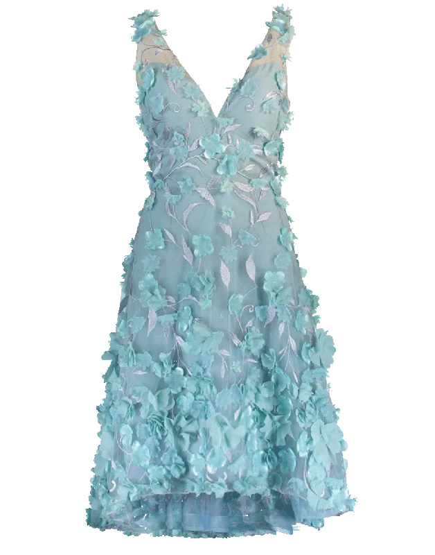 High Low 3D Petal Cocktail Dress Tunics Chic elegant