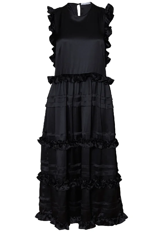 Aileen Dress Black Cowl Neckline Elegant