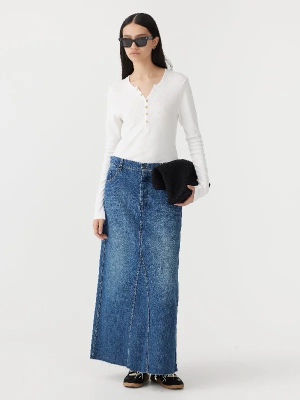 maxi panelled denim skirt corduroy skirt cozy