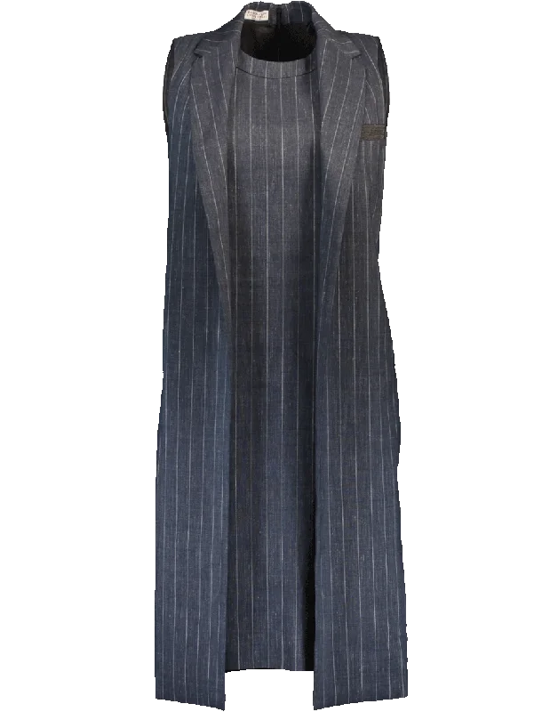 Pinstripe Vest Dress Tunics Distressed trendy