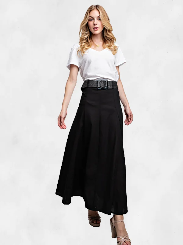 Sweet Generis Linen Maxi Flare Skirt leather skirt bold