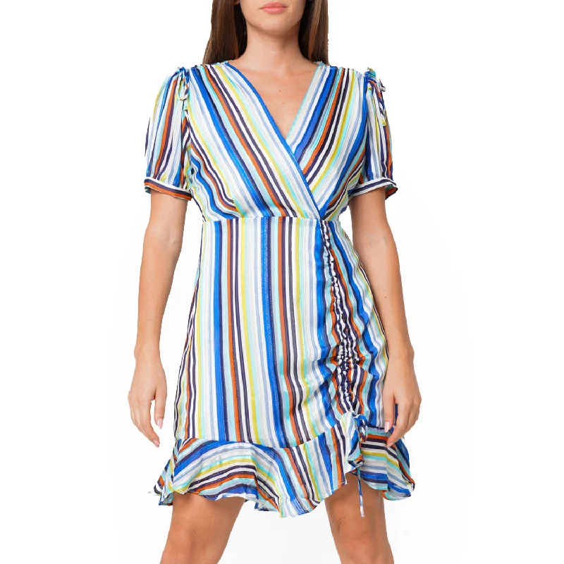 Multi-color Ruched Dress in Beach Tunics Short Trendy