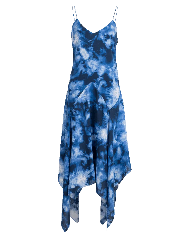 Asymmetrical Tie Dye Dress empire Waist empire