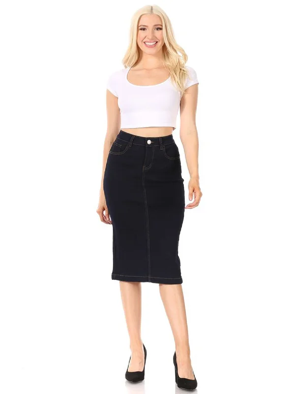 G-Gossip Apparel Denim Knee Length Skirt velvet skirt sumptuous