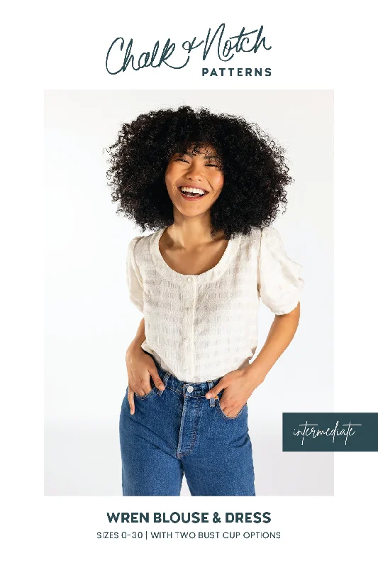 Wren Dress and Top - Sewing Pattern | Chalk and Notch Patterns Tunics Sale discount