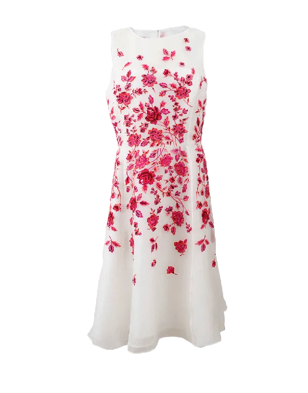 Floral Embroidered Organza Dress Tunics Chic elegant