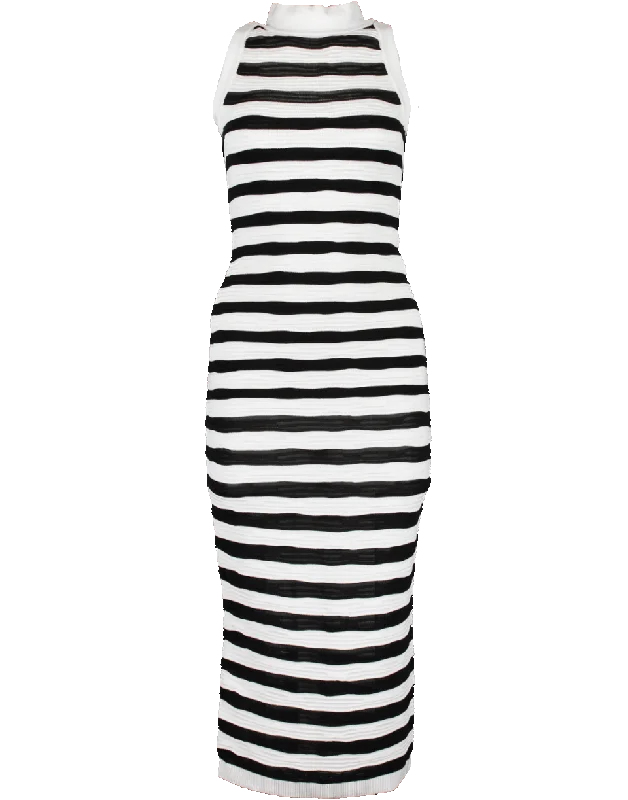 Long Striped Back Zip Dress Tunics Cozy soft