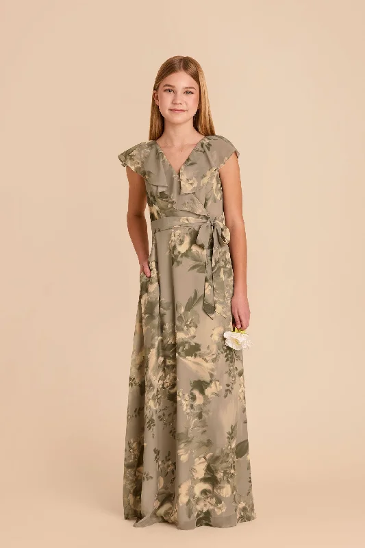 Jax Junior Chiffon Dress - Doe Painted Botanics empire Waist empire