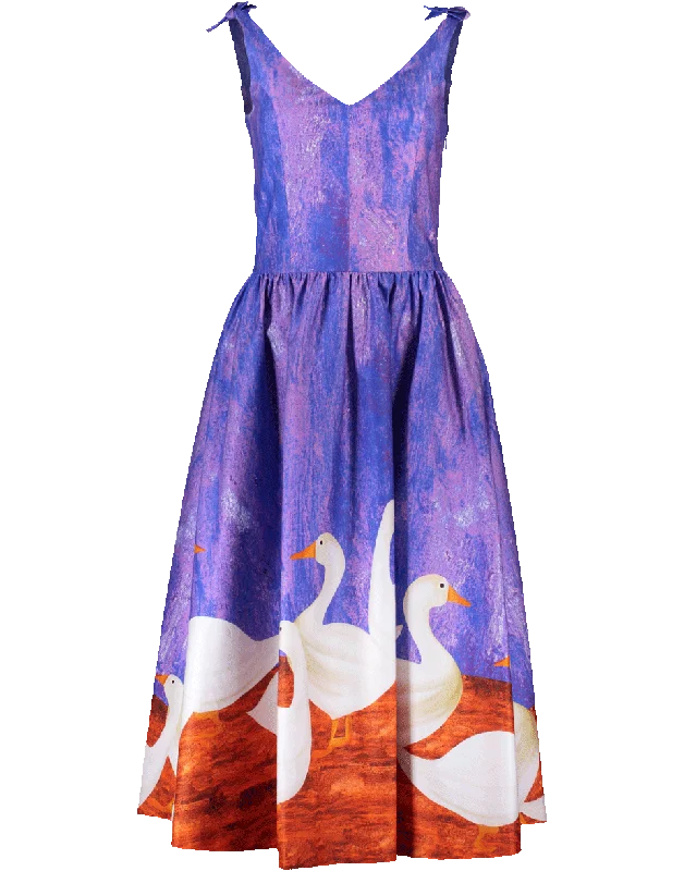 Goose Print Dress Tunics Long Elegant