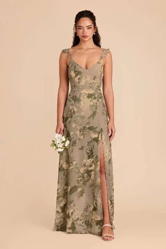Doris Chiffon Dress - Doe Painted Botanics Floral Print girly