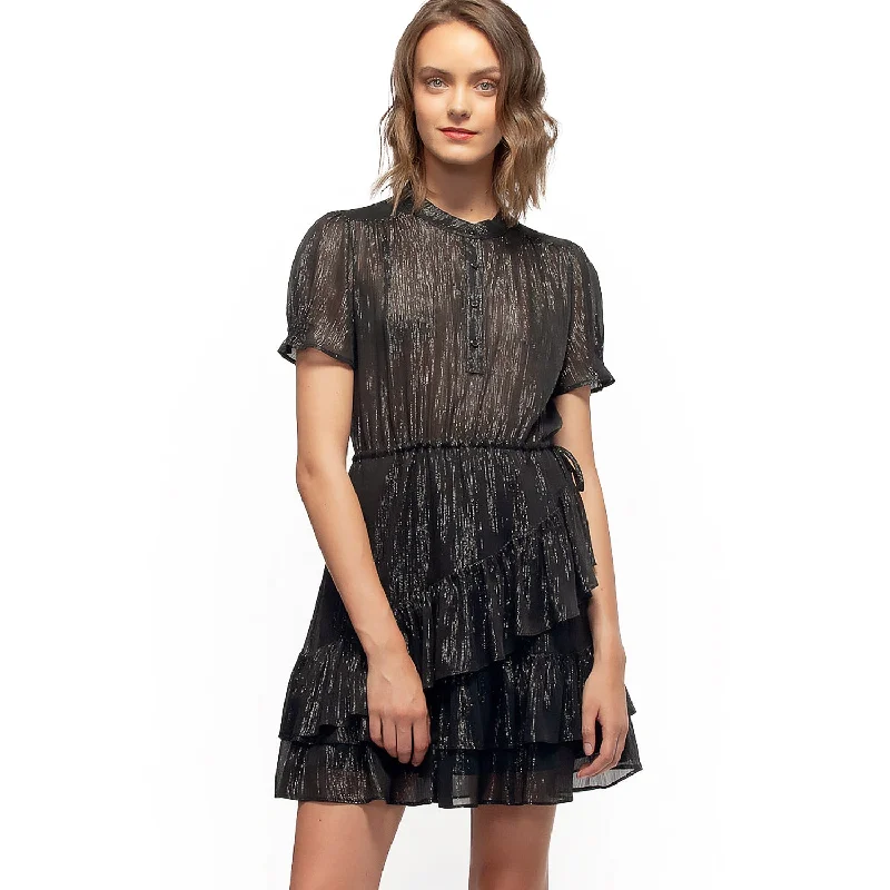 Women's Lurex Yoryu Ruffle Dress In Black Tunics Versatile functional