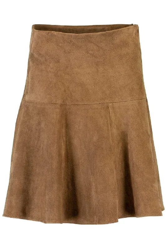 Flare Suede Skirt belted skirt waist