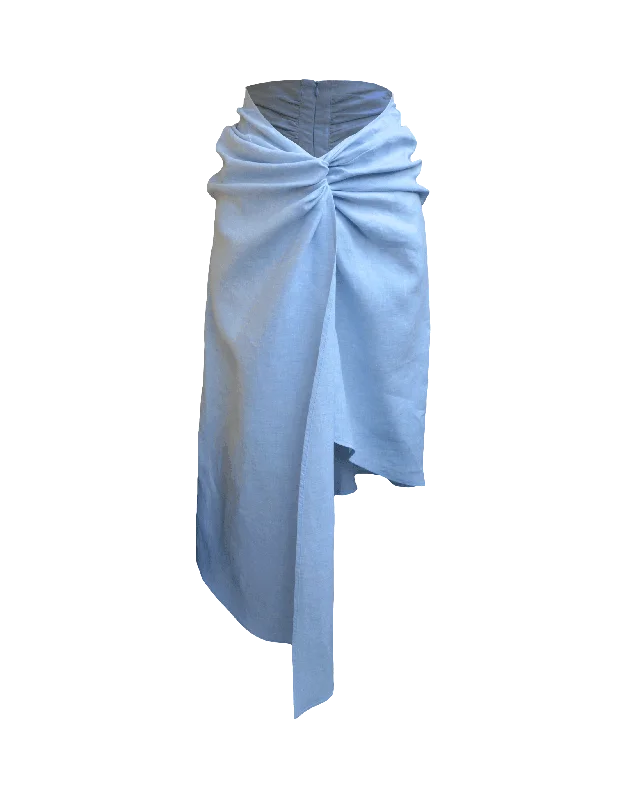 Pastel Knot Skirt in Ice Blue velvet skirt glossy