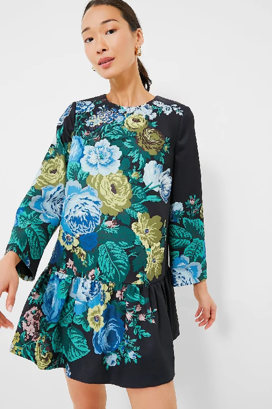 Black Verdant Floral Pierce Dress Tunics Corduroy durable