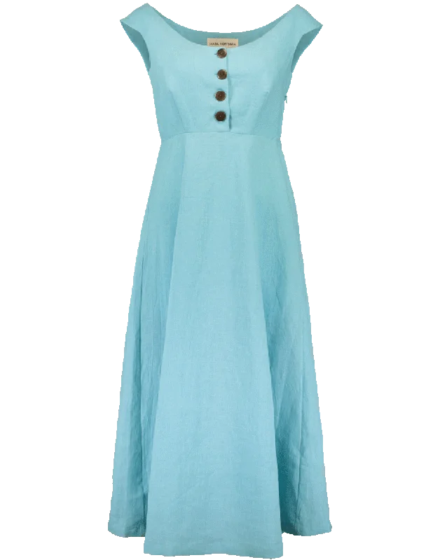 Greta Linen Dress Crew Neckline Casual