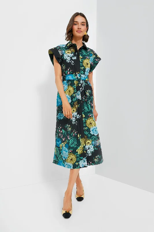 Black Verdant Floral Chloe Dress Tunics Yoga stretchy