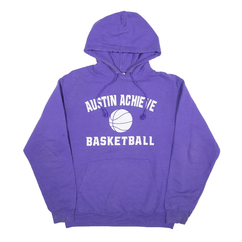 PORT & COMPANY Austin Achieve Basketball USA Hoodie Purple Pullover Womens M Bardot Neck Top