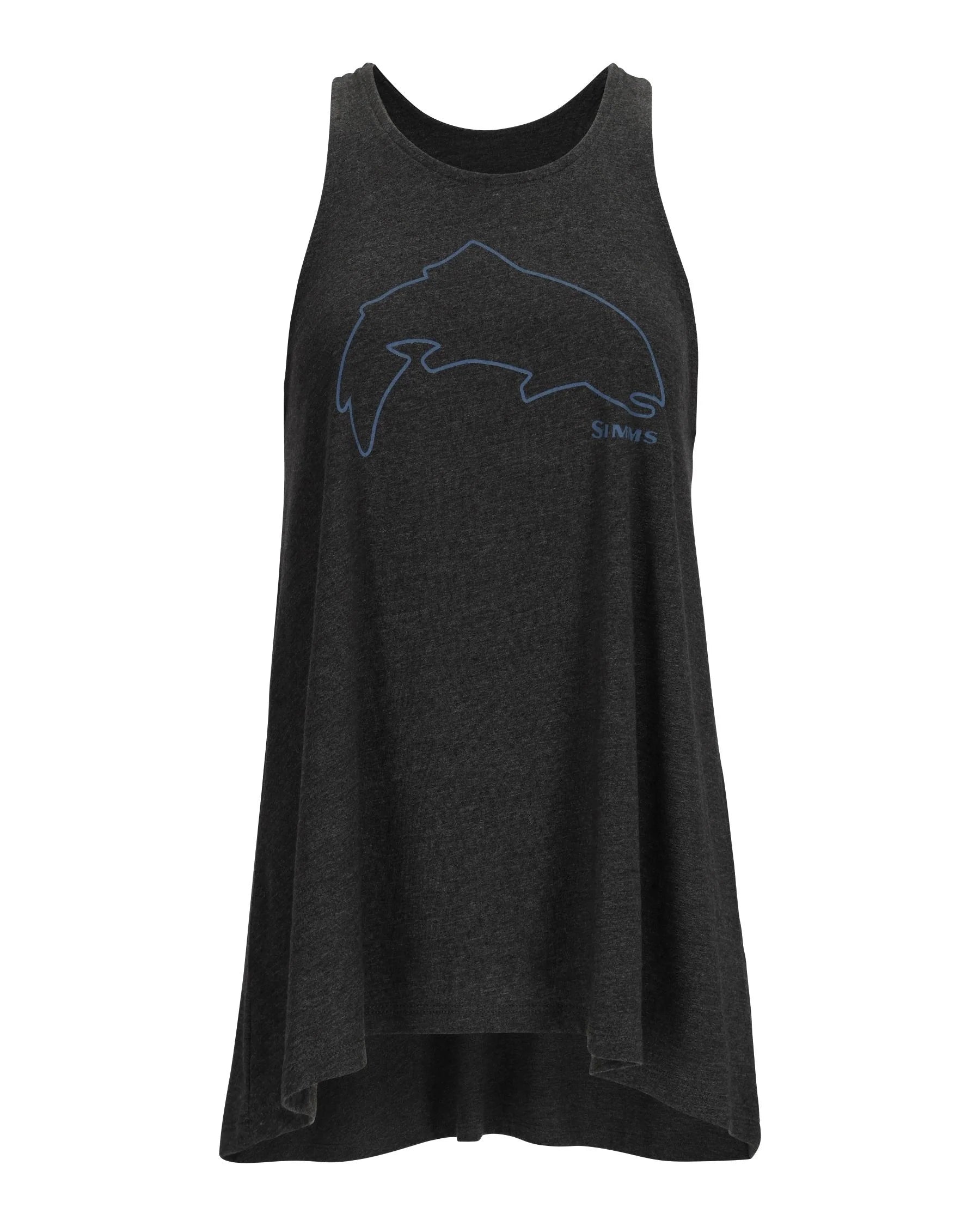 Simms W's Trout Outline Tank - Charcoal Heather silver tank top