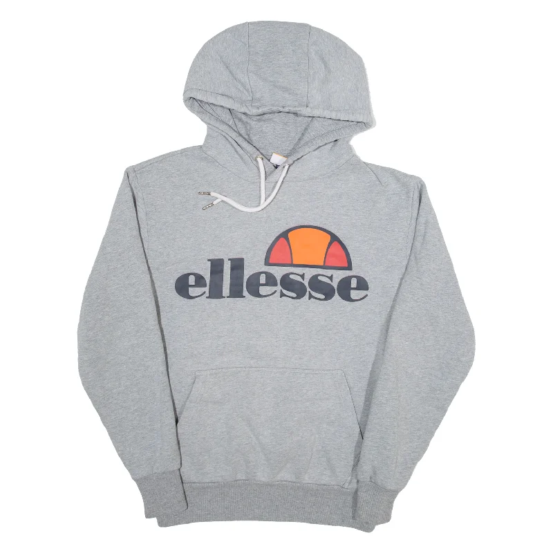 ELLESSE Hoodie Grey Pullover Womens S Slit Sleeve Stylish