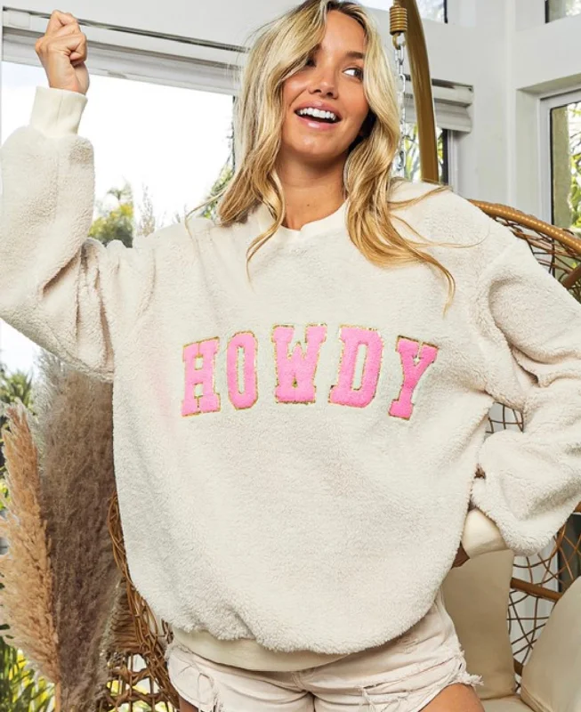 Howdy Sherpa pullover Tight Sleeve Top