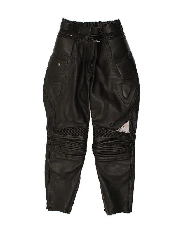 HEIN GERICKE Womens Motorcycle Trousers IT 40 Small W26 L27 Black Leather Trousers High Rise Slim Fit