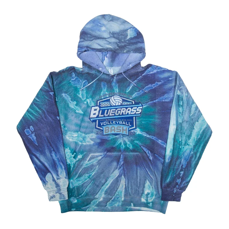 JERZEES Bluegrass Volleyball Kentucky Tie Dye USA Hoodie Blue Pullover Womens L Boxy Neck Sweater