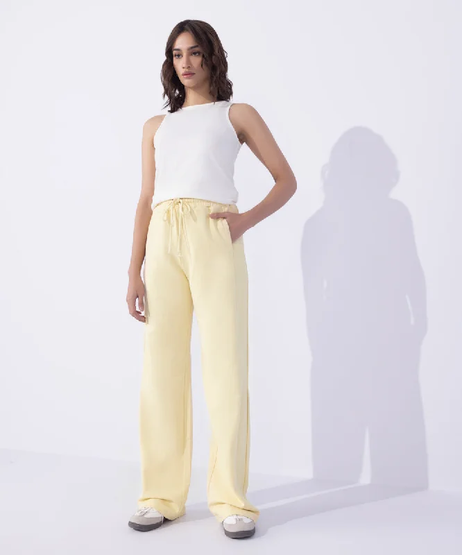 Wide Leg Trousers With Rib Side Panel Trousers Cargo Utility