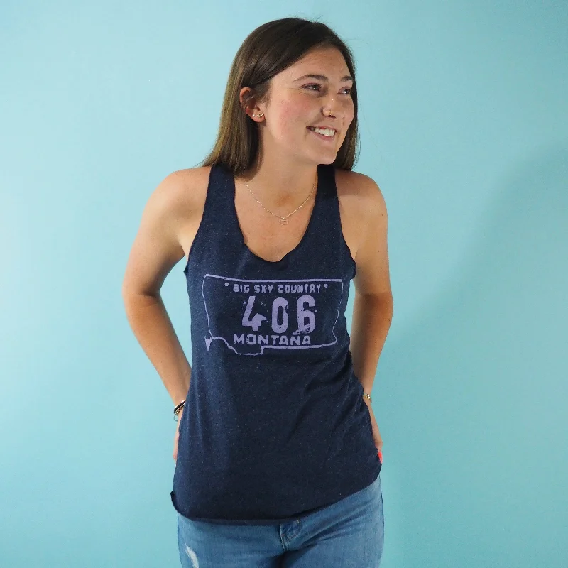 (406) License Plate Tank Top silver tank top