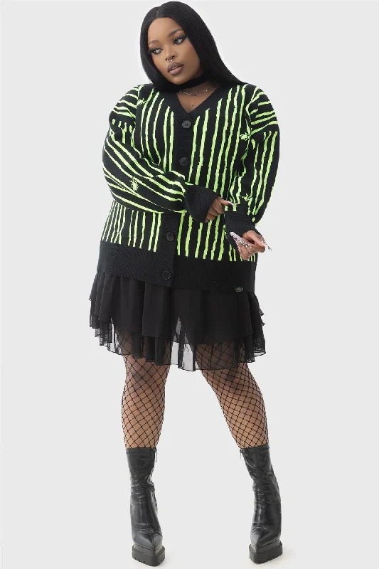 Beetlejuice Beetlejuice Beetlejuice Intarsia Cardigan [PLUS] Terry Terry Cloth Terry Knit