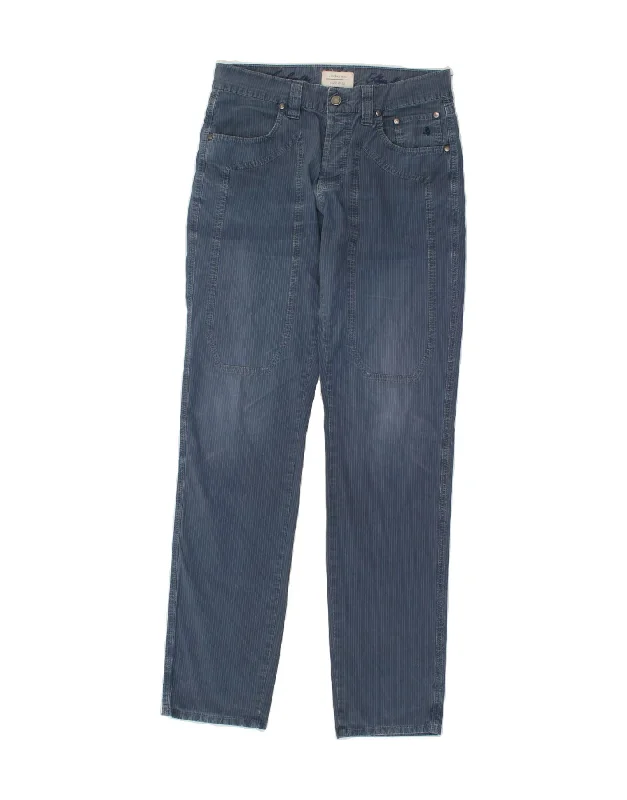 JECKERSON Womens Straight Casual Trousers W32 L33 Blue Pinstripe Trousers Essential Wardrobe