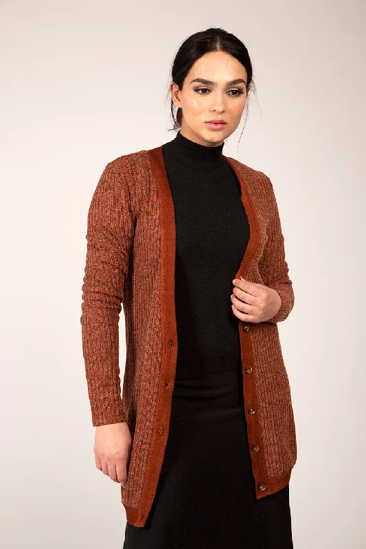 Maple Cliff MC4099 Ribbed Cardigan Fitted Slim Tailored