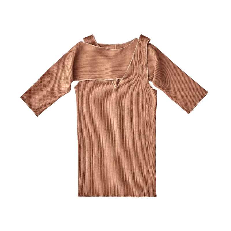 Docking pullover / Brown Cold Shoulder Design