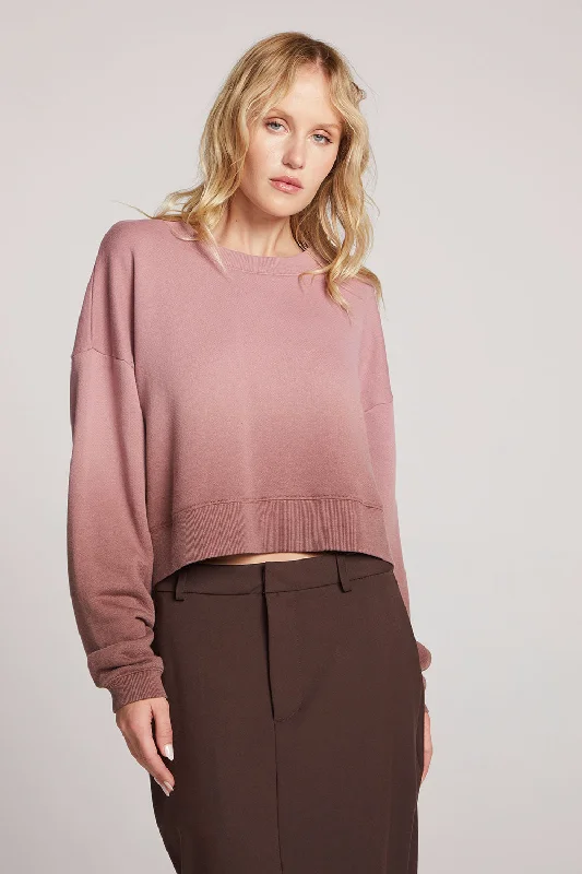 Scarlet Mauve Rose/Coco Brown Dip Dye Pullover Boxy Neck Sweater
