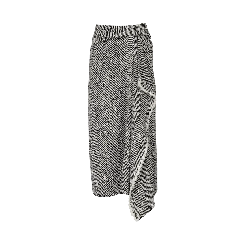 Draped Wrap Midi Skirt a-line skirt cut