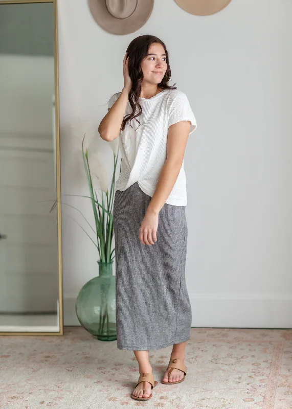 Fallon Ribbed Midi Skirt chiffon skirt flowing