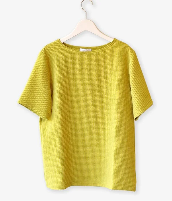 PHEENY/DOUBLE WEAVE DOBBY PULLOVER(LIME) Short Sleeve Top