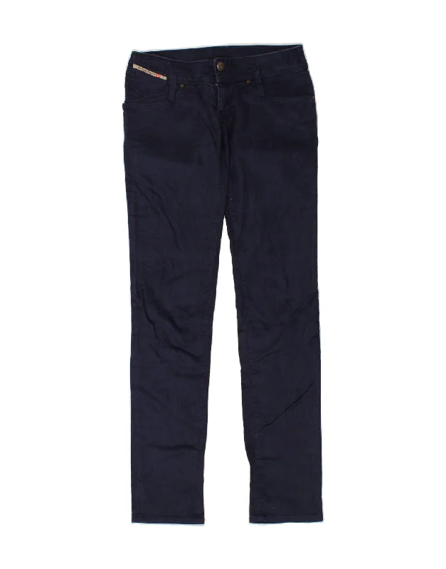 DIESEL Womens Slim Casual Trousers W27 L33 Navy Blue Cotton Trousers fashionable chic