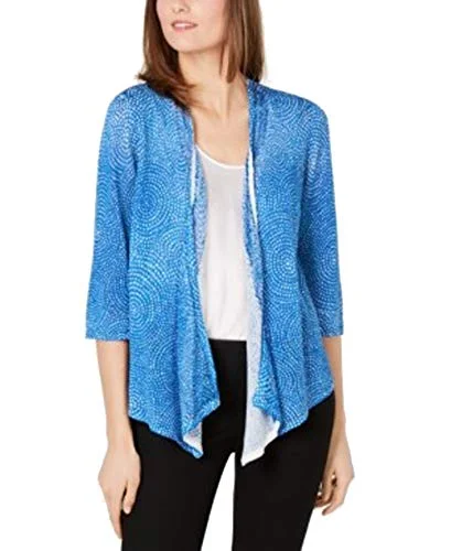 Printed Open-Front Draped Cardigan Patchwork Embroidered Appliqued