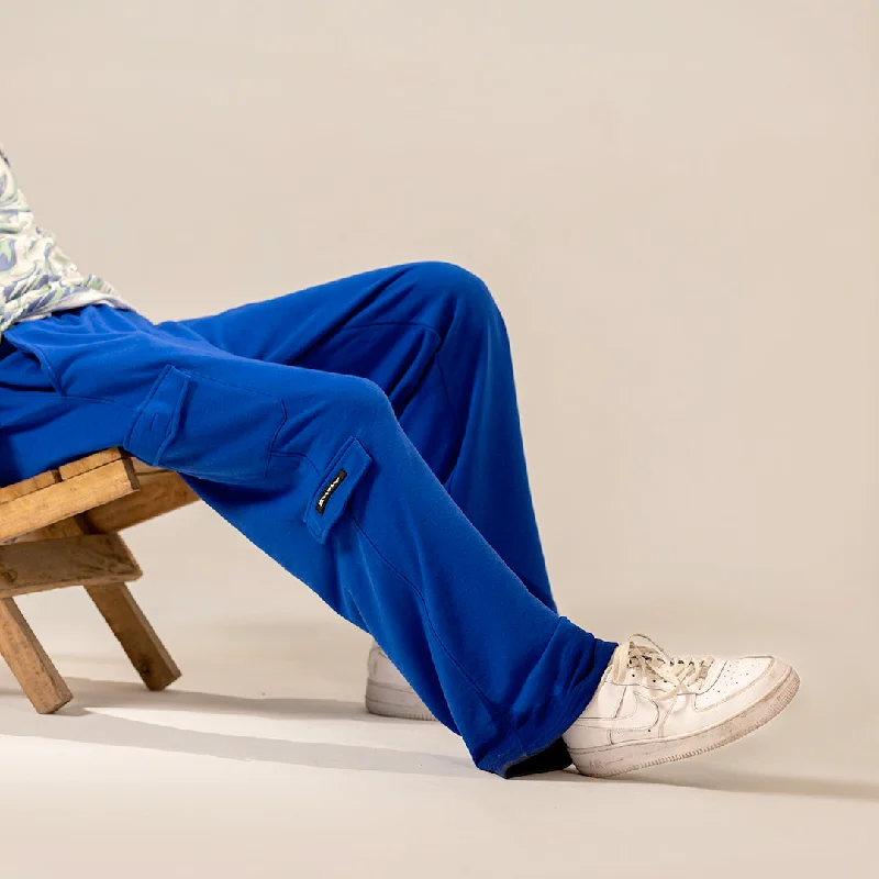 Electric Blue Wide Leg Cargo Unisex Trouser Trousers Seasonal Trendy