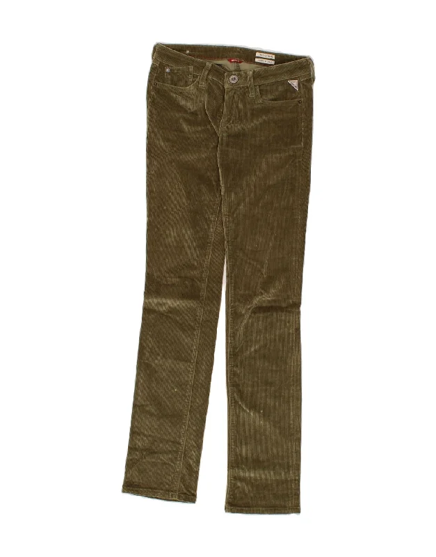 REPLAY Womens Jushmann Slim Corduroy Trousers W26 L34 Green Cotton Trousers Versatile Stylish