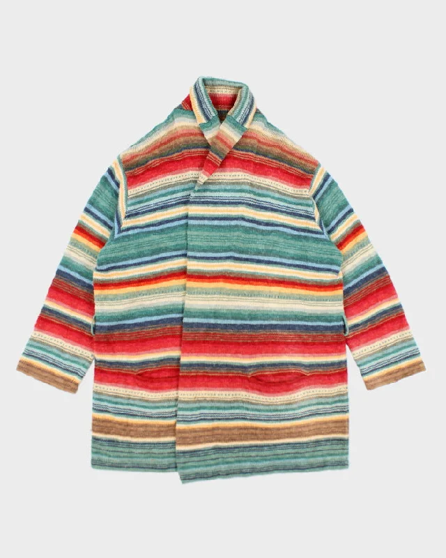 Vintage Ralph Lauren Multi Coloured Striped Knit Cardigan - XXXL Knit Fabric Woven Fabric Fleece Fabric