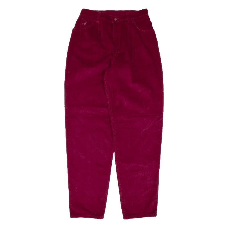 WRANGLER Corduroy Trousers Maroon Relaxed Tapered Womens W27 L32 Trousers Solid Black