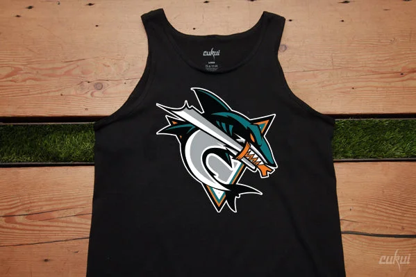 UGAT x Cukui: Battle Sharks Tank - Black bright tank top