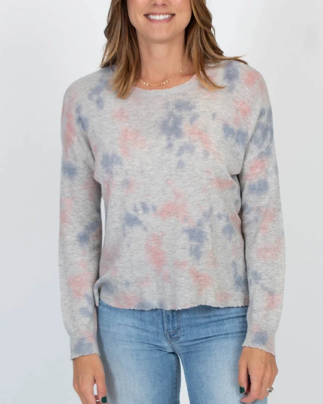 Tie Dye Pullover Sweater Plunging Neck Pullover