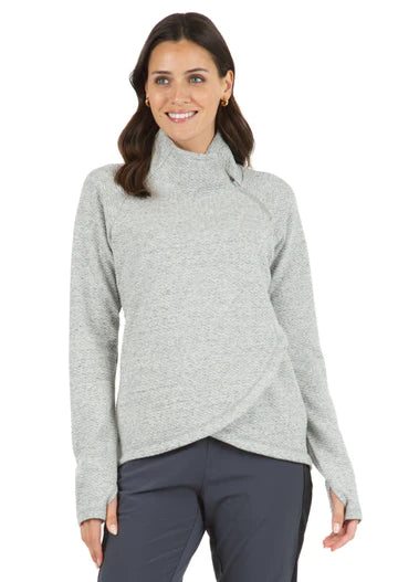 Ibkul  Popcorn Stitch Asymmetrical Zip Pullover - Oxford Thin Wool Pullover