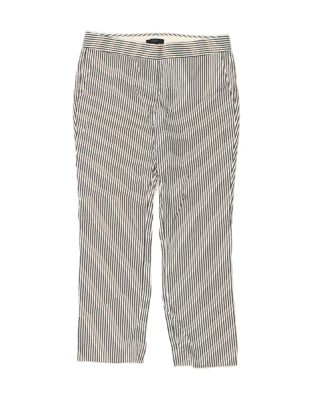 J. CREW Womens Slim Chino Trousers US 4 Small W30 L26  Grey Striped Cotton Wide Leg Loose Fit Mid Waist