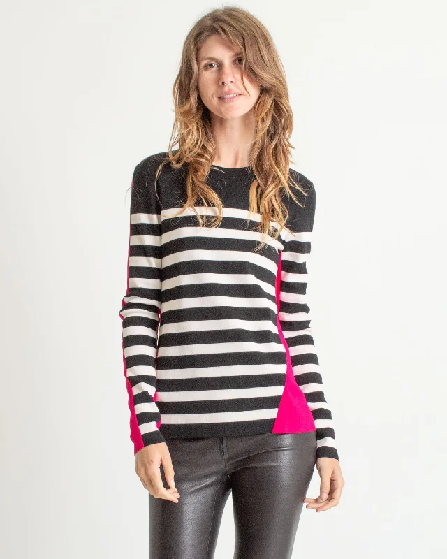 Striped Pullover Sweater Boat Neck Sweater