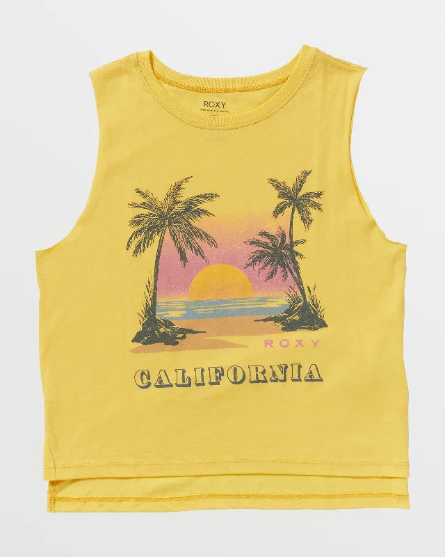 Sunset Beach California Tank - Banana Cream bronze tank top